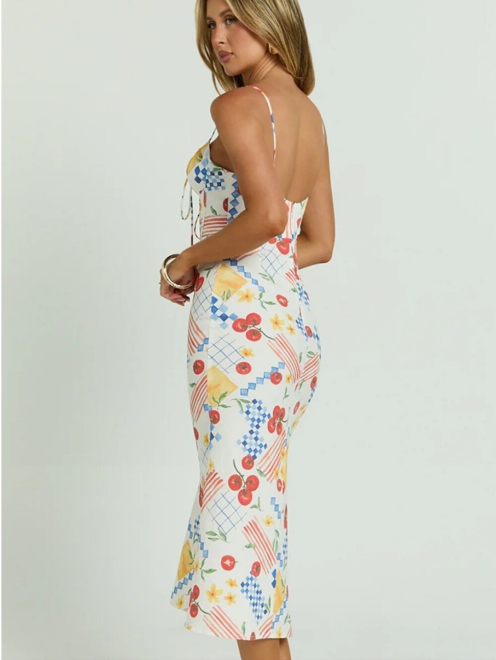 Showpo Midi Dress Scoop Neck Ruche Bust Corset Waist Bias Skirt Dress Size 10,14 - Picture 3 of 12
